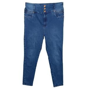 Nicolette Colombian Shapewear Jeans Size 18 Super Stretchy Medium Blue Wash